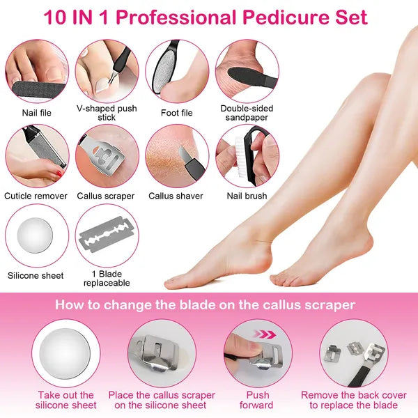 17-Piece Electric Foot Callus Remover Kit with Vacuum and 3 Grinding Heads
