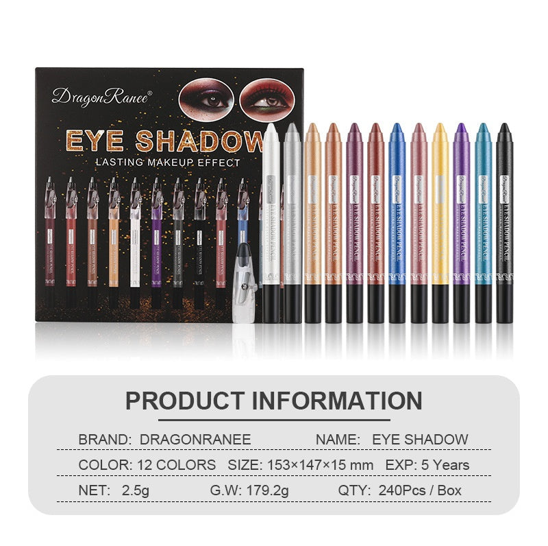 12-Piece Eyeshadow Stick Set - Pearlescent Eye Makeup Pen Kit