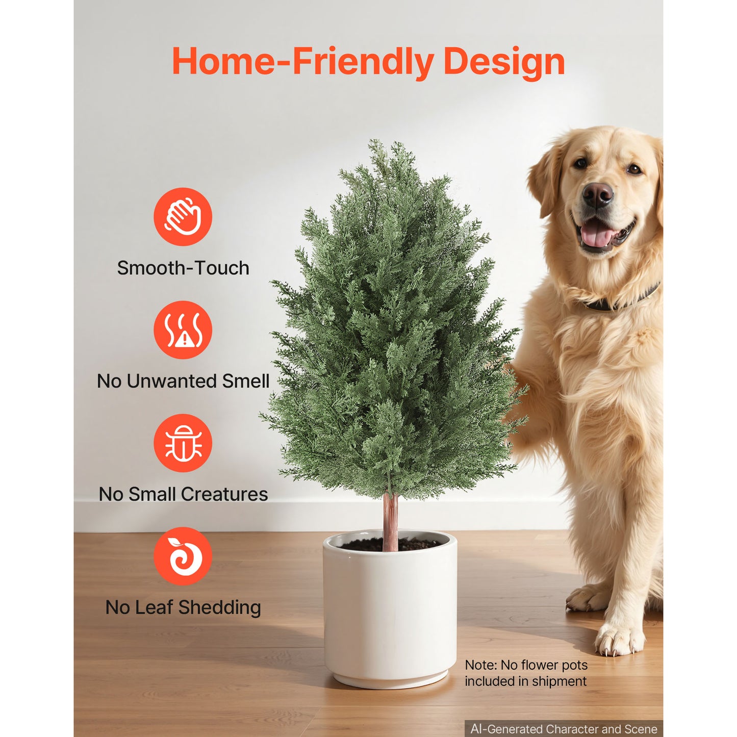 Artificial Topiary Cedar Bush Set of 2 - 3 Ft Faux Greenery for Indoor & Outdoor Gardens