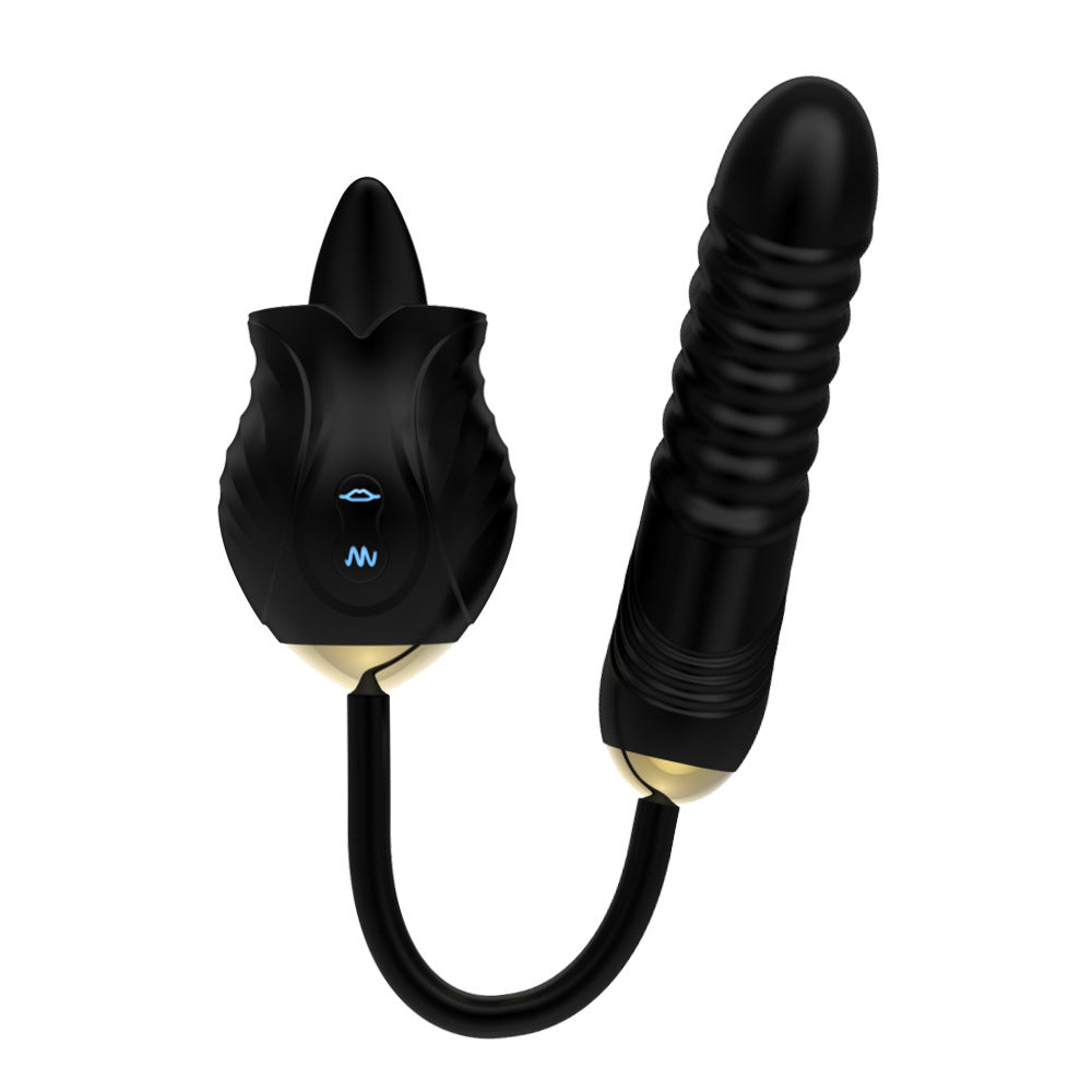 Women's Electric Rose Flower Shape Vibration Massage Tool - Telescopic & Relaxation