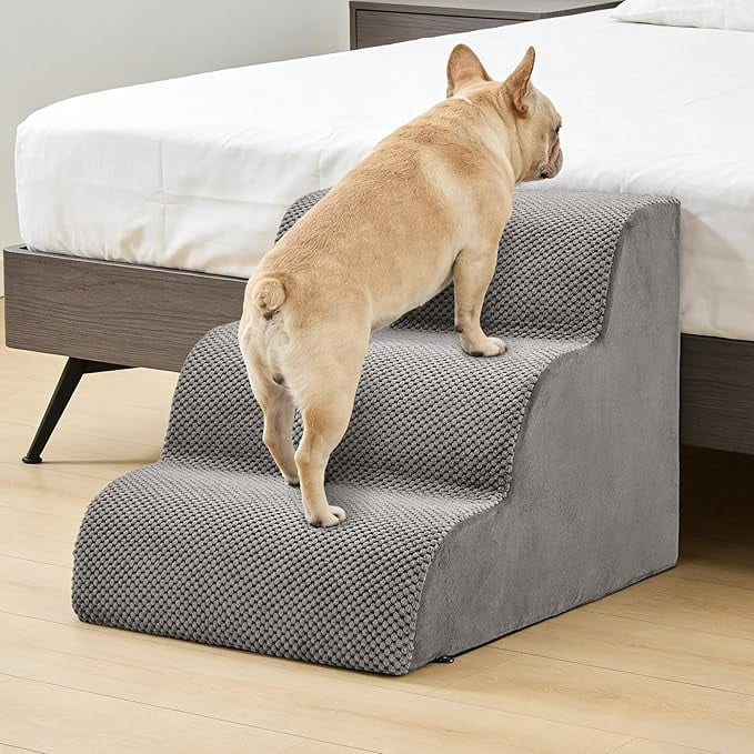 Curved Pet Steps for Small Dogs & Cats - High-Density Foam