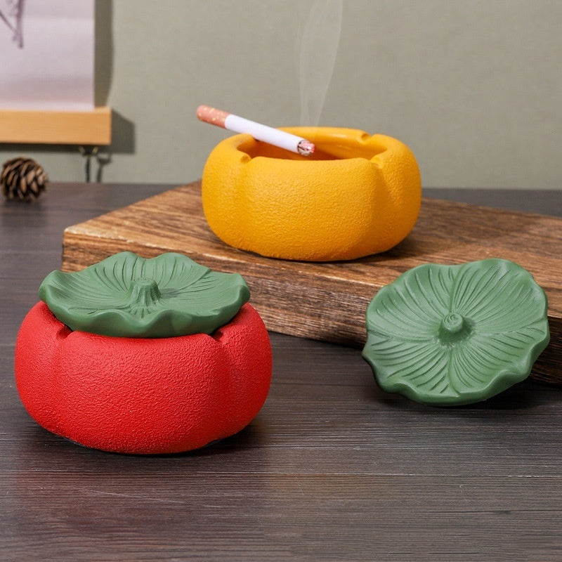 Decorative Ashtray with Lid - Chinese Style Cement Storage Accent