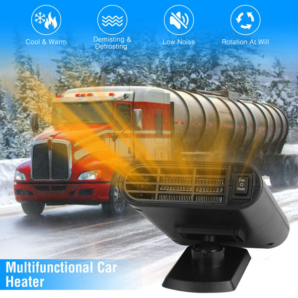 24V Car Truck Heater - 200W Fast Heating, 360° Adjustable Defroster