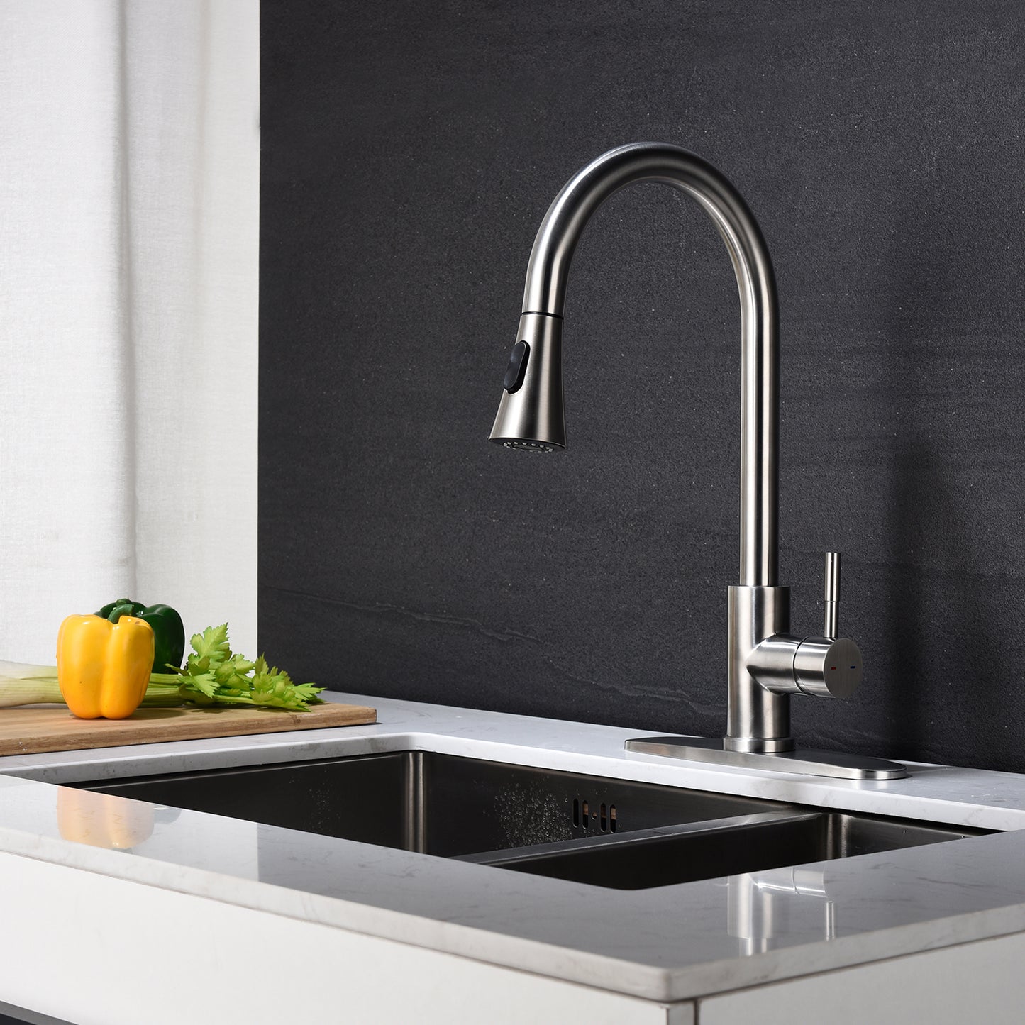 Kitchen Faucet with Pull-Out Spray - Brushed Nickel