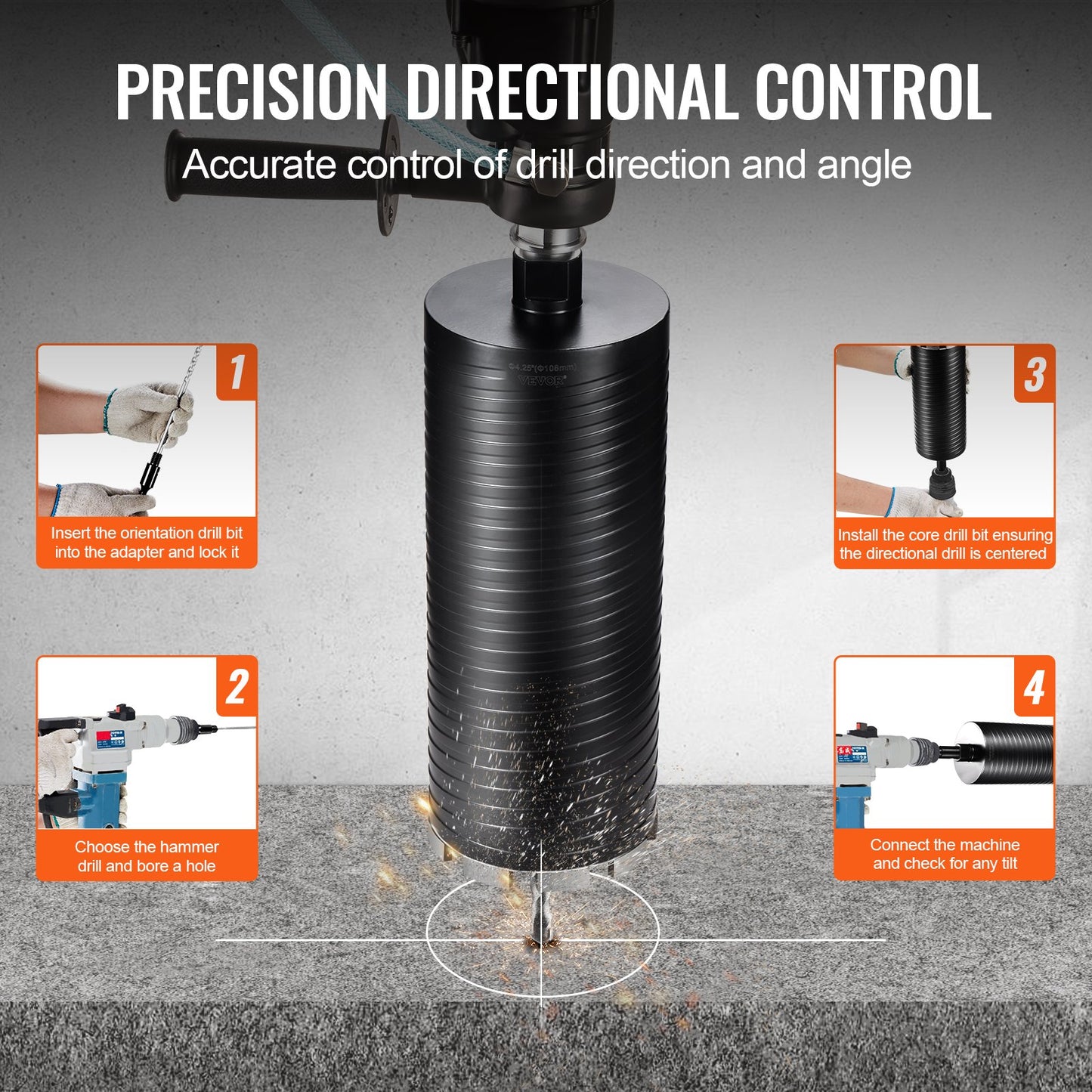 Diamond Core Drill Bit 4.25 Inch Wet/Dry Masonry Concrete Brick Hole Saw