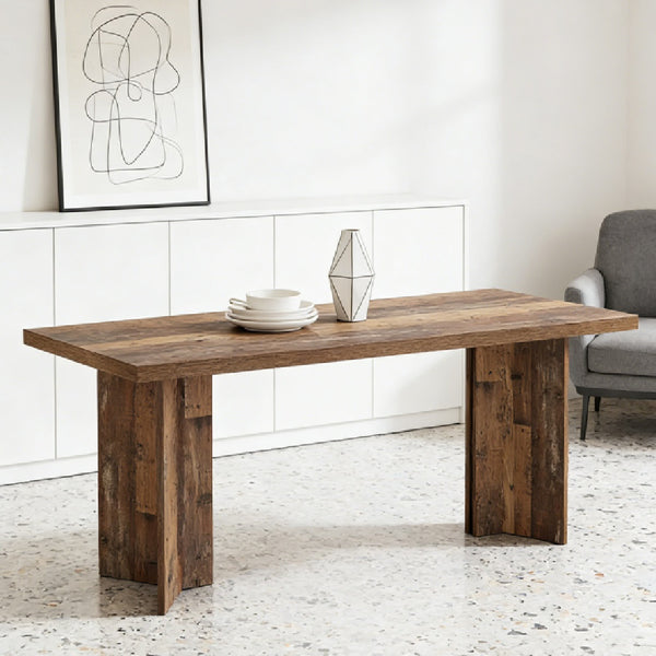 Vintage Walnut Dining Table - 63" Rectangular, Seats 4-6
