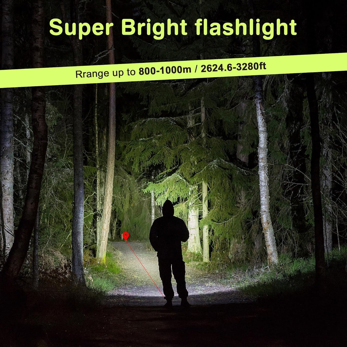 Rechargeable LED Flashlight 10,000 Lumens Waterproof USB Torch Black