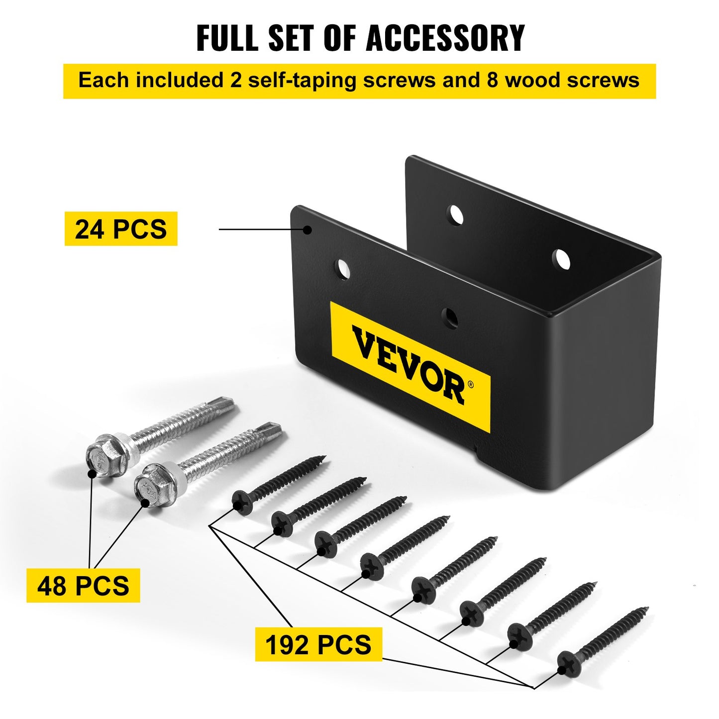 Outdoor Concealed Joist Hanger Set for 2x4 Lumber - Black, Pack of 24