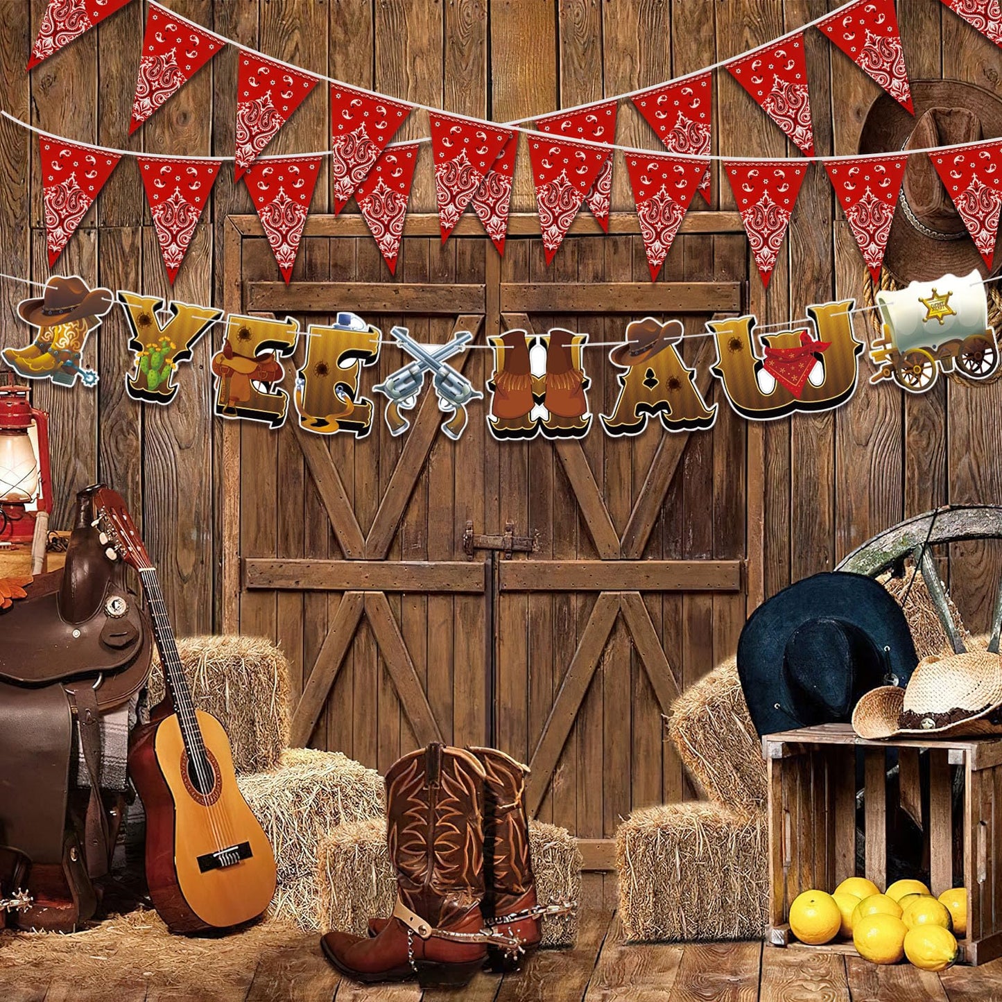Western Cowboy Party Decorations - 4 Piece Banner Set