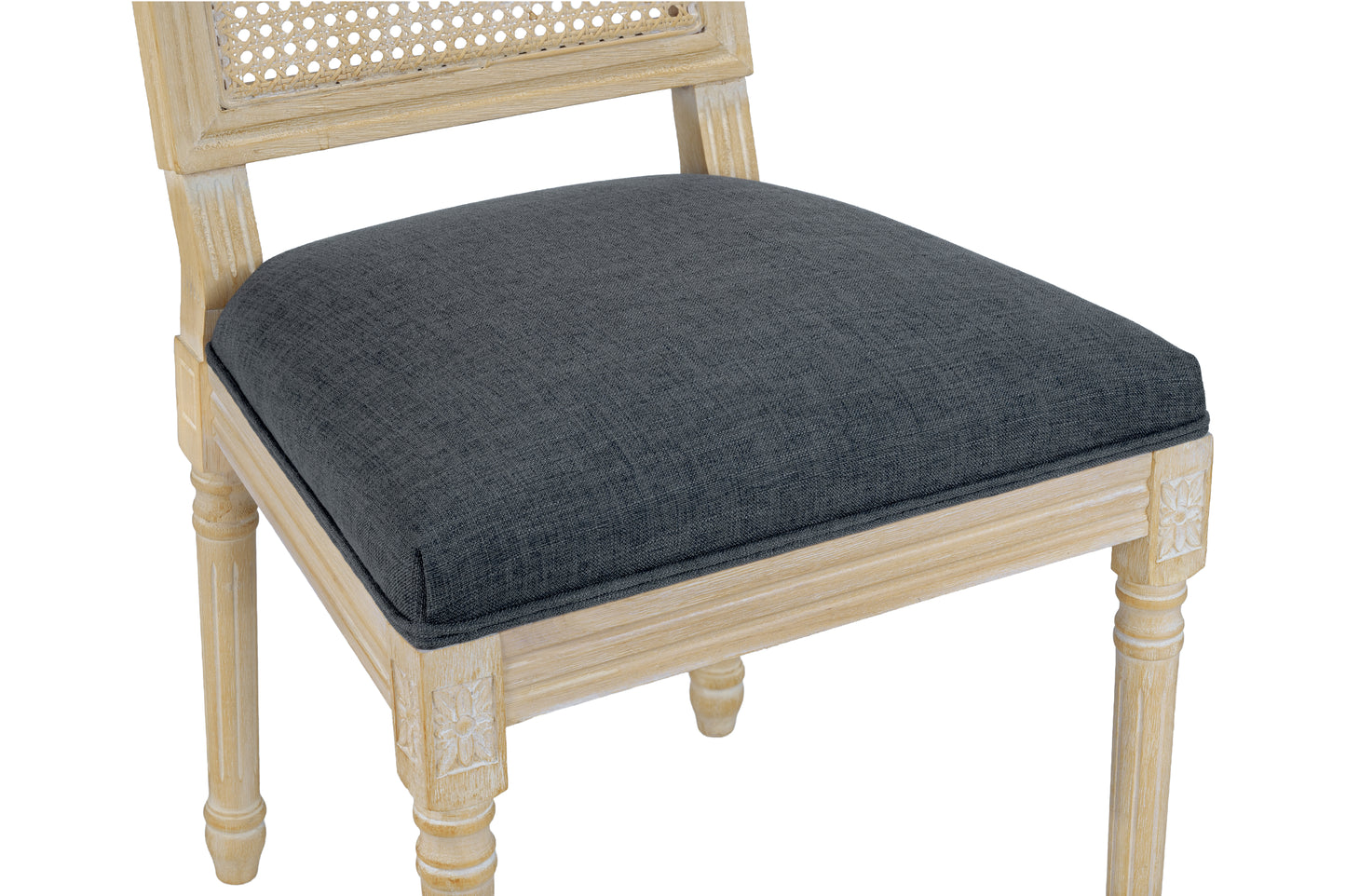 French Country Dining Chairs Set of 2 - Upholstered Grey