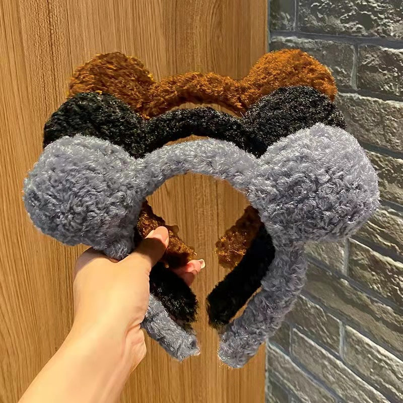 Cute Plush Bear Ears Headband - Dark Brown