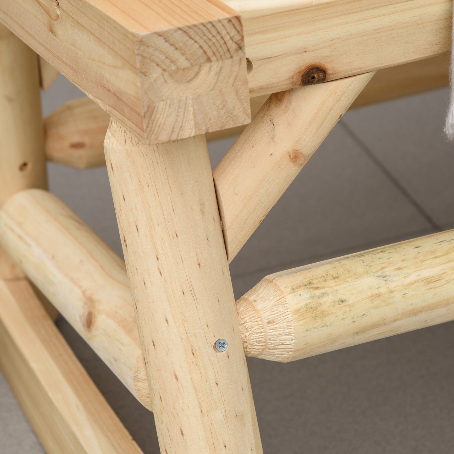 Heavy Duty 2-Person Rocking Chair - Natural Fir Wood Loveseat
