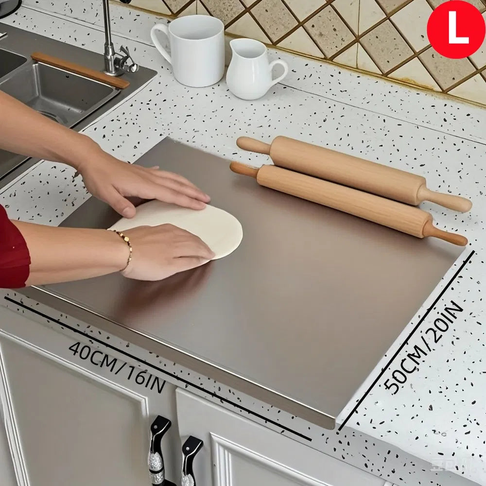 Large Stainless Steel Cutting Board with Lip for Kitchen Use