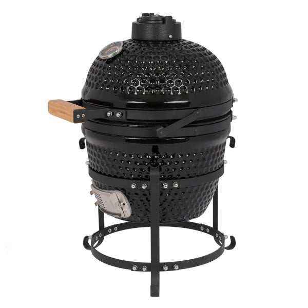 13in Round Charcoal Ceramic Grill Black for Outdoor Barbecue