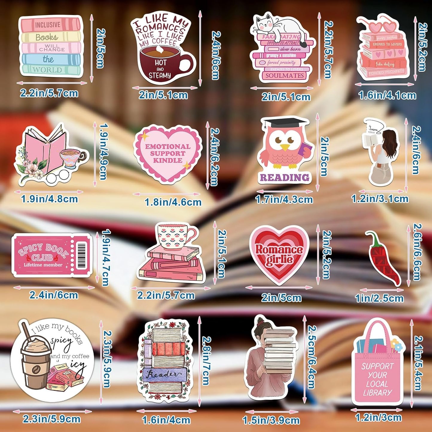100 Pcs Aesthetic Book Stickers Set for Kindle & Scrapbooking