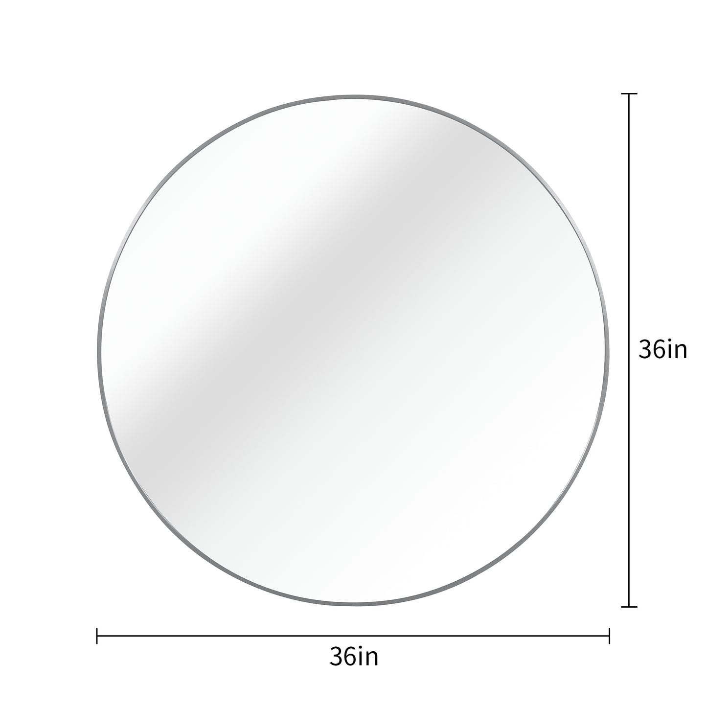 36-Inch Silver Round Metal Framed Wall Mirror