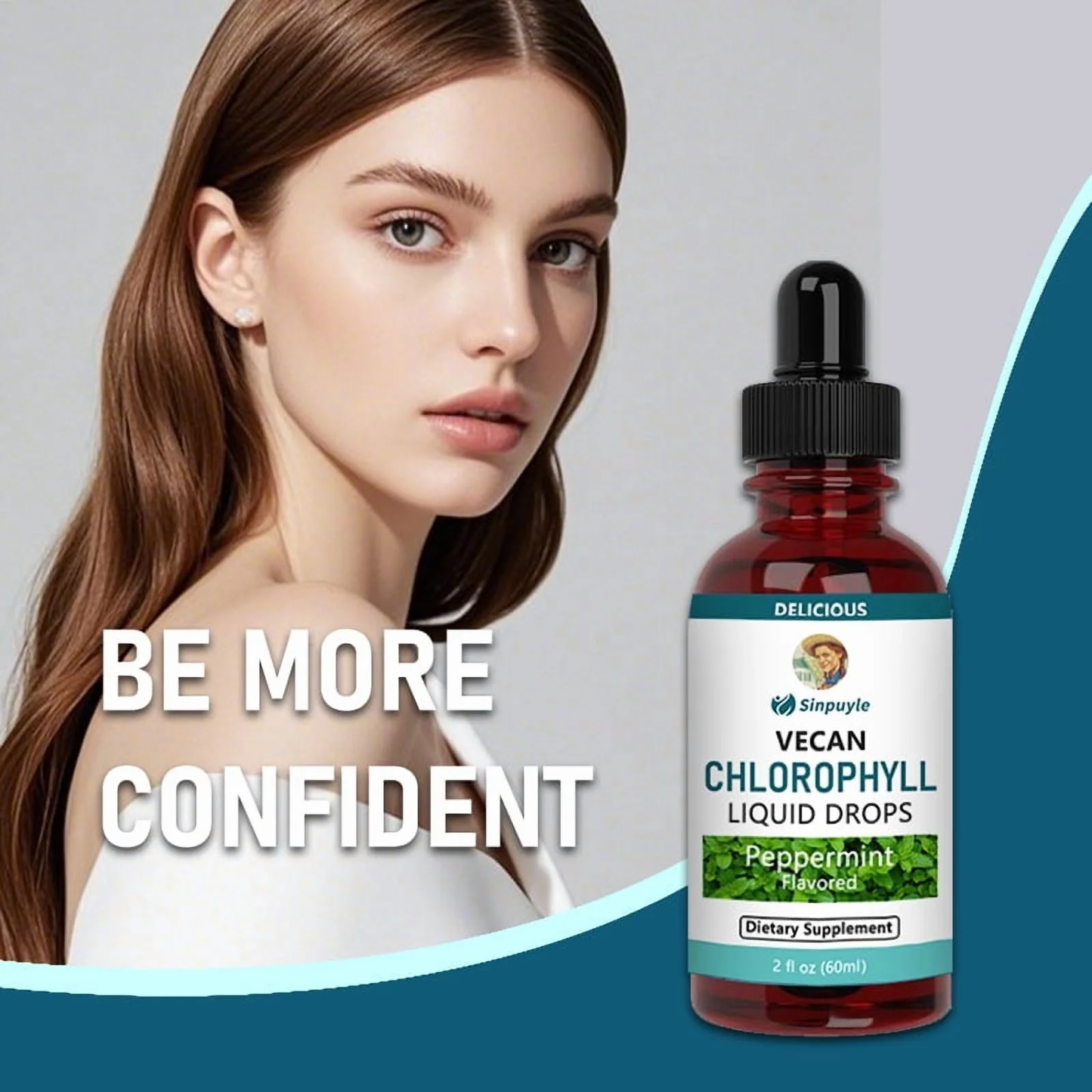 Vegan Chlorophyll Liquid Drops - Peppermint Flavored Detox Supplement 60ml