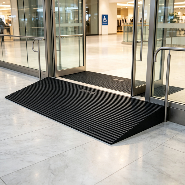 35.4 Inch Rubber Threshold Ramp, Non-Slip Wheelchair Slope with Cuttable Width