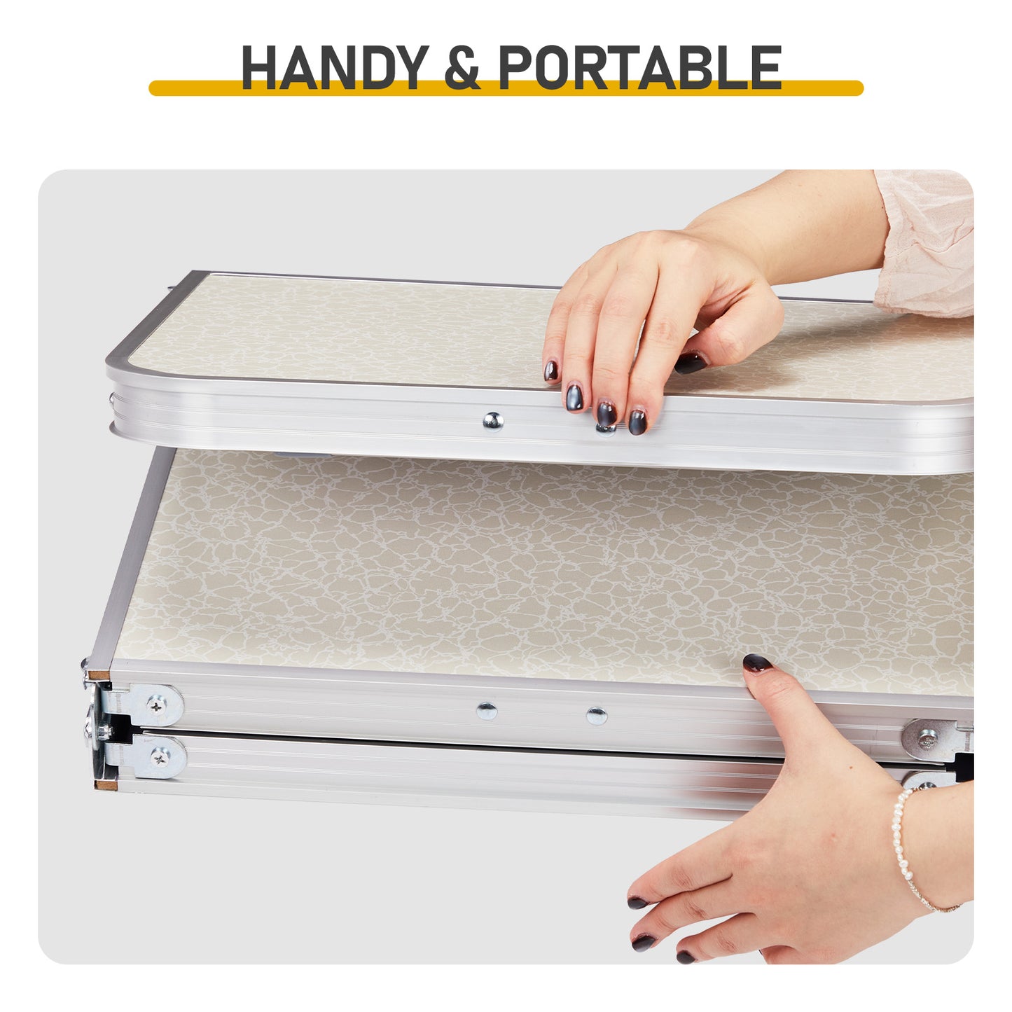 4ft Aluminum Folding Camping Table with Storage Compartments