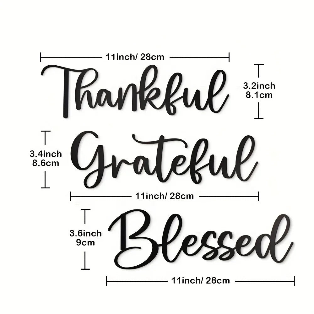 3-Piece Give Thanks Scripture Wall Art Set - Wrought Iron Decor