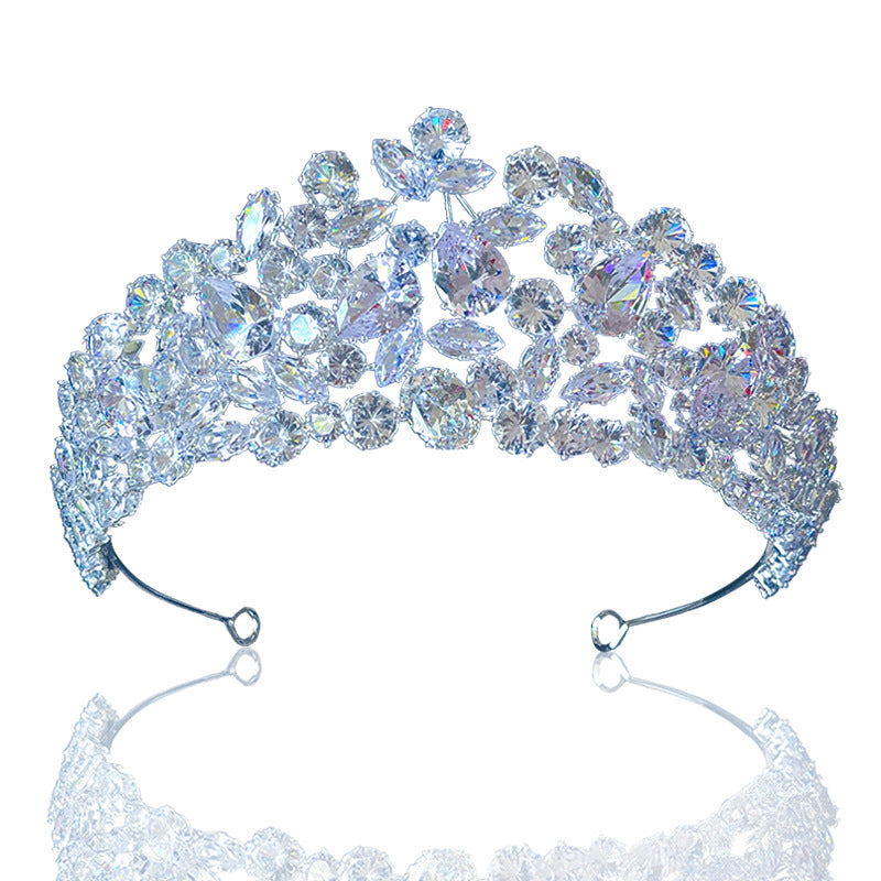 Silver Zircon Crown Hair Accessory for Weddings and Parties