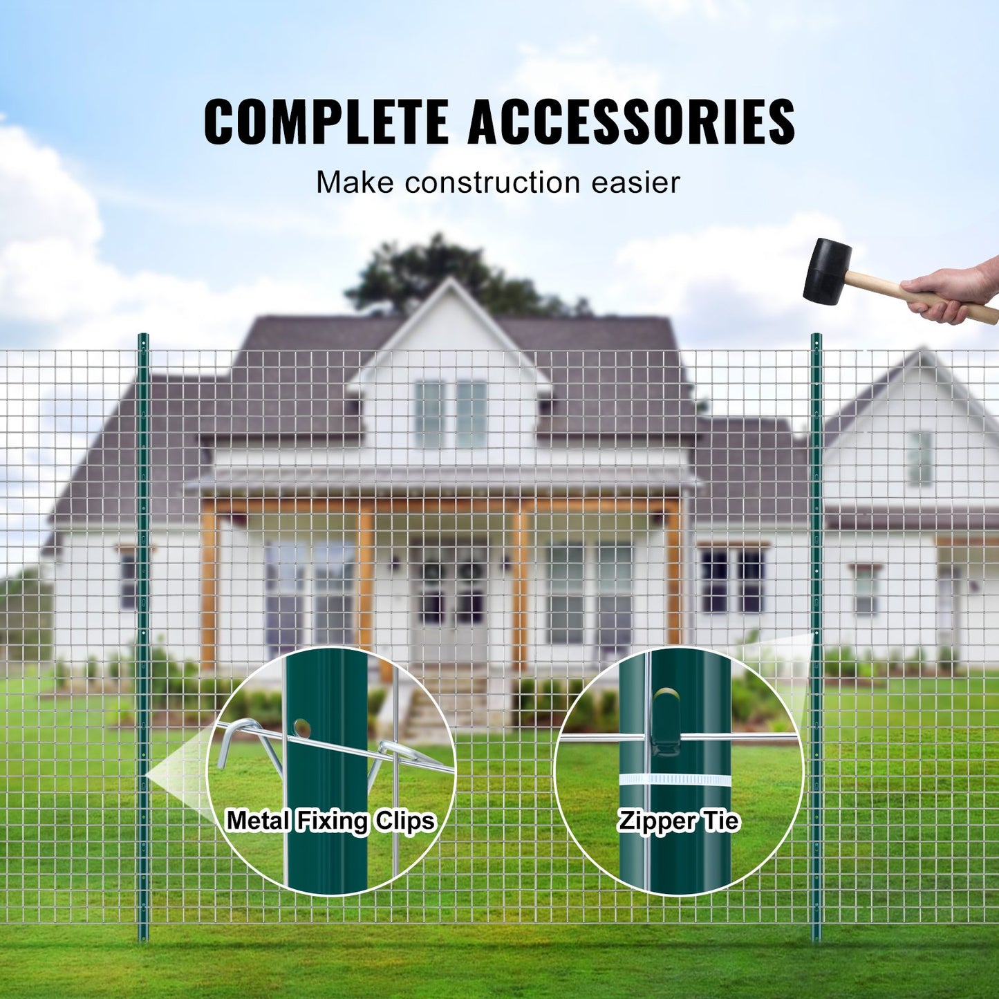 Heavy Duty 6ft Metal Fence Posts 6 Pack U-Channel Green Garden Fence Support