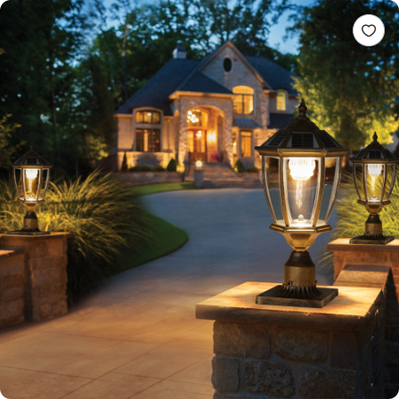Golden Solar Powered Outdoor Lantern - Vintage Garden Light for Pathways & Yards - Bronze