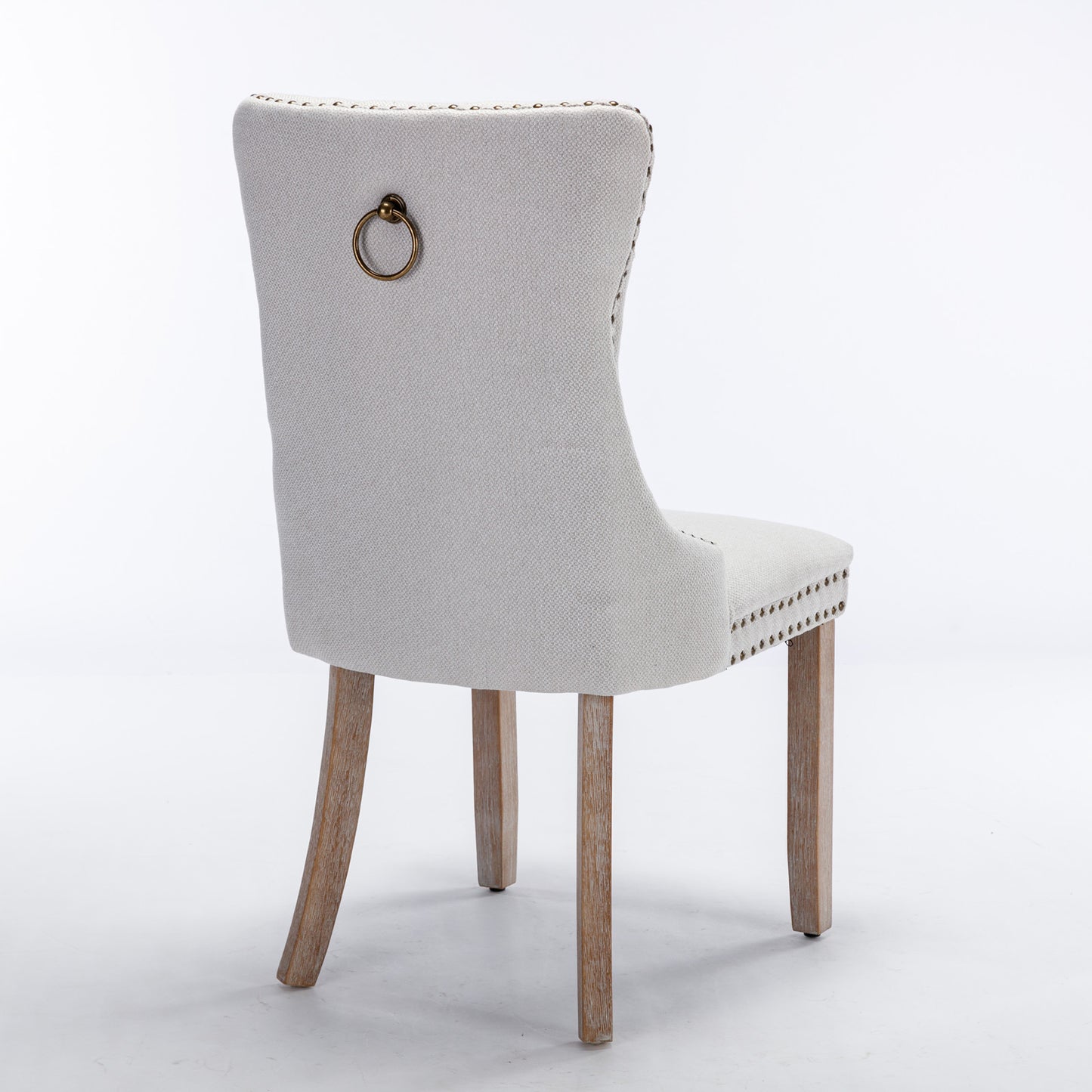 Modern Tufted Solid Wood Dining Chairs - 2-Piece Set, Beige