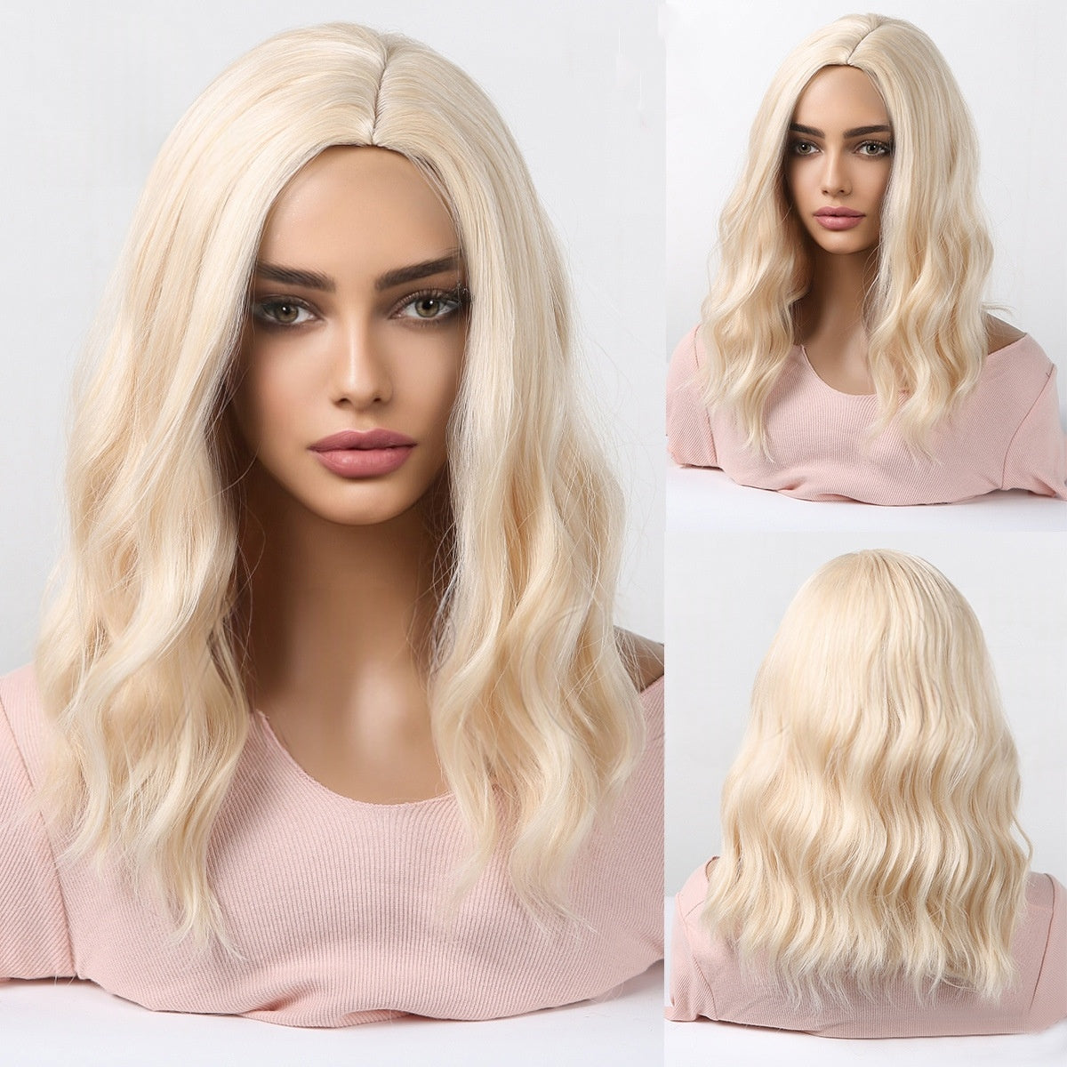 Women’s Short Curly Wig with Blunt Fringe and Middle Part – Multiple Sizes