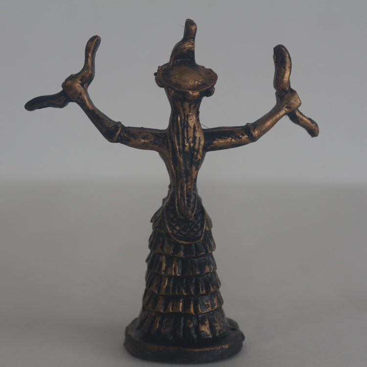 Greek Snake Goddess Resin Ornament - Hand-Painted Home Decor Sculpture