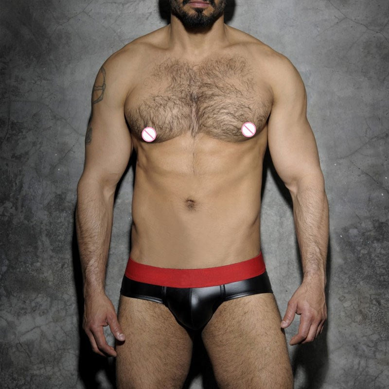 Men's Elastic Imitation Leather Patent Leather Briefs - Breathable & Comfortable