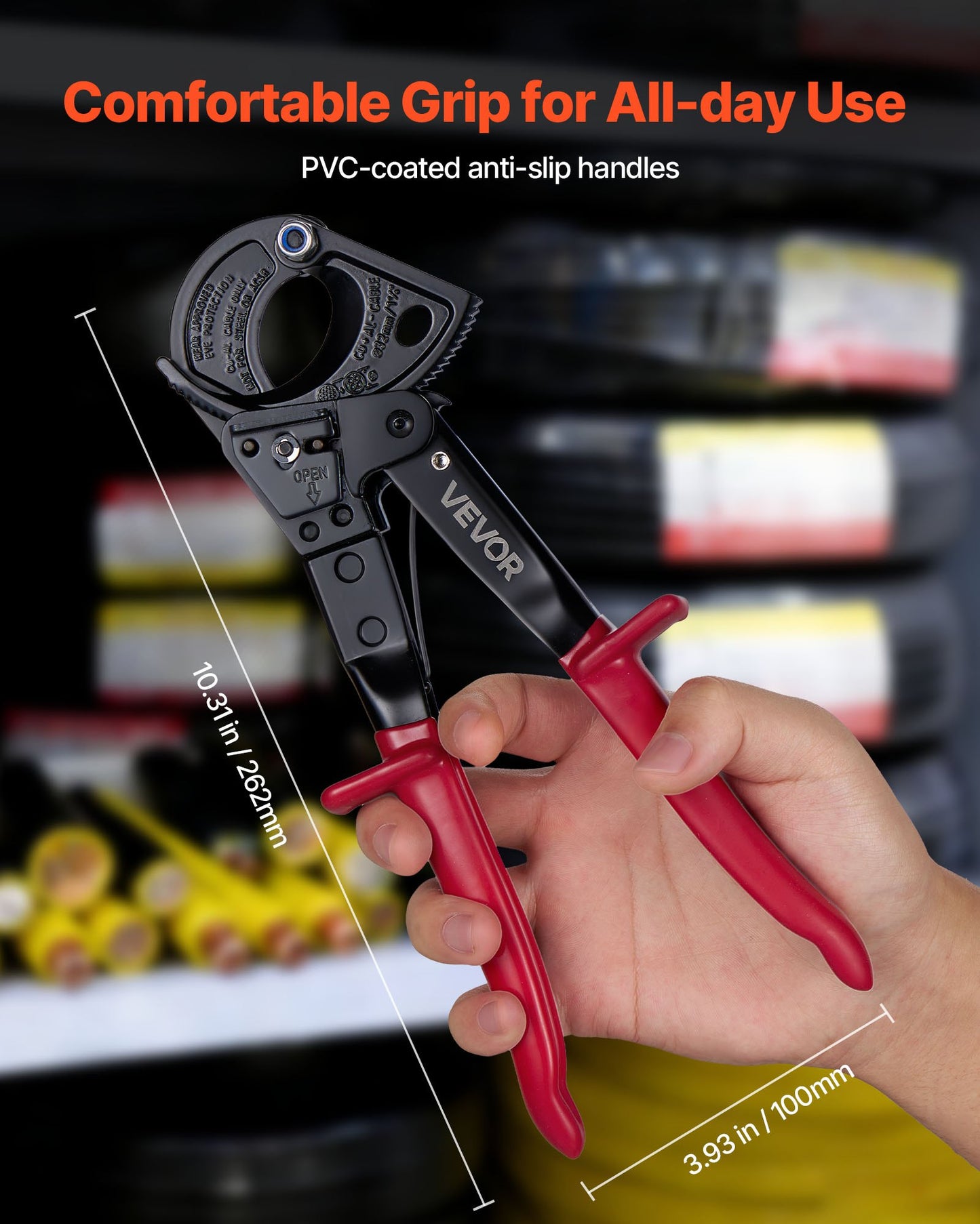 Heavy Duty Ratchet Cable Cutter for Copper & Aluminum Wires up to 240mm²