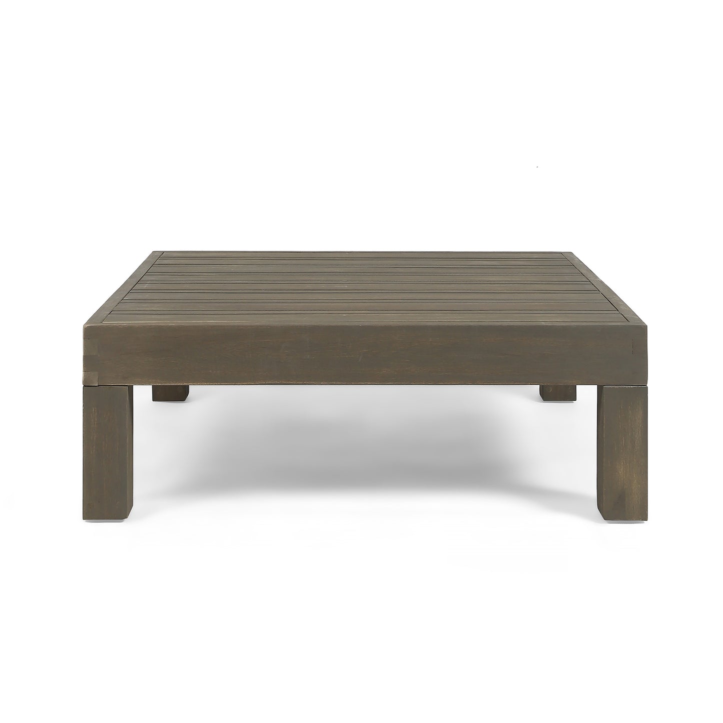Acacia Wood Coffee Table with Slat Panel Design - Grey