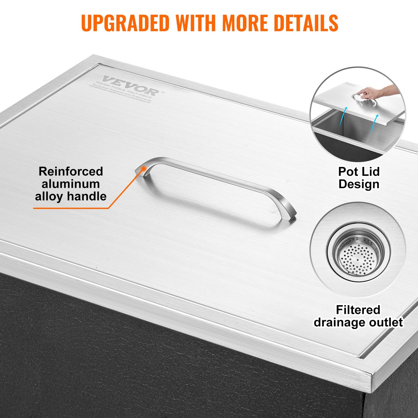 Stainless Steel Drop In Ice Chest - 46QT Outdoor Cooler