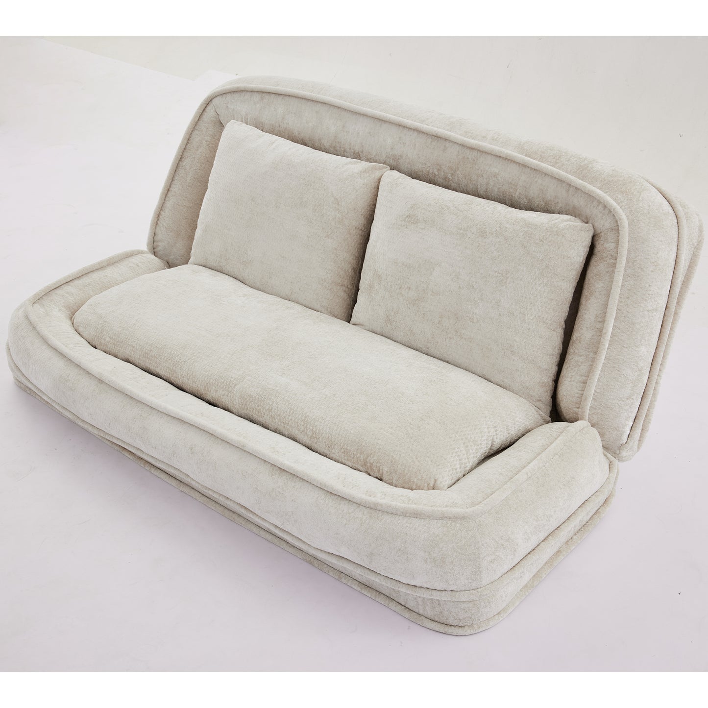 Extra Large Chenille Lazy Sofa Loveseat - Beige 2-in-1 Dog Bed