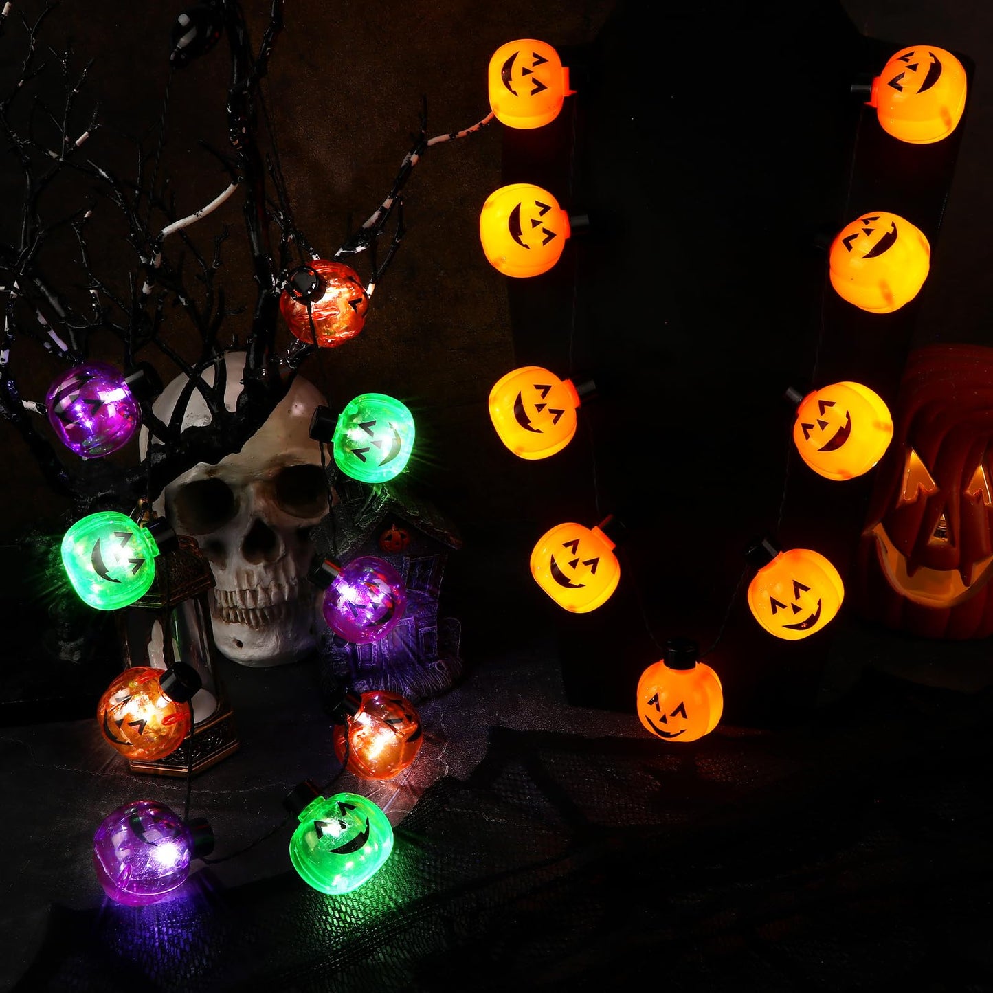 3PCS Light Up Pumpkin Necklaces - Halloween Party Accessories