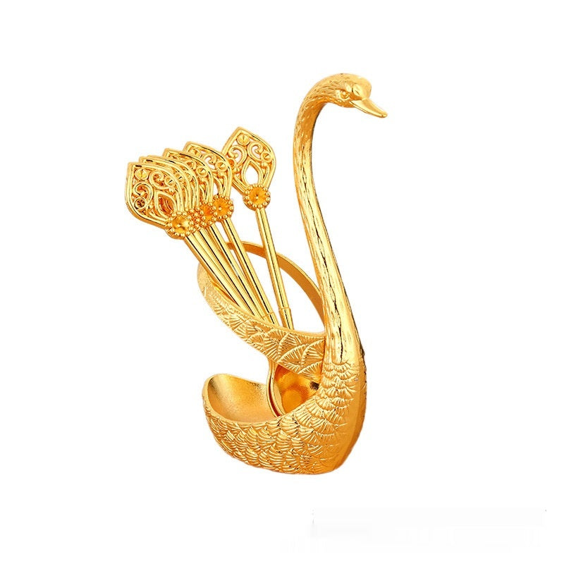 Luxury Swan Storage Rack Set - Gold & Silver Home Decor Organizer