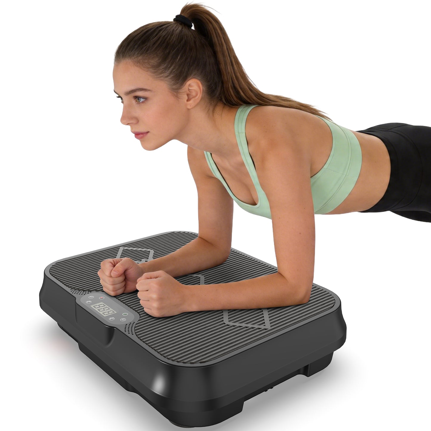 Vibration Plate Exercise Machine with Remote Control & Resistance Bands - Black