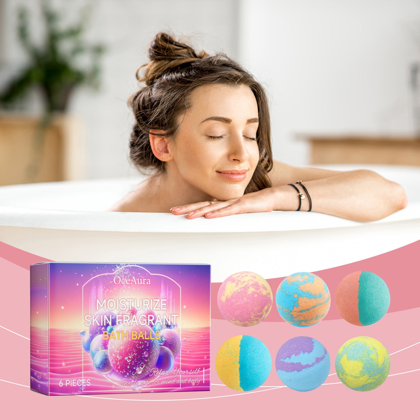 6pcs Bubble Bath Balls for Relaxing Body Care - Moisturizing Foam