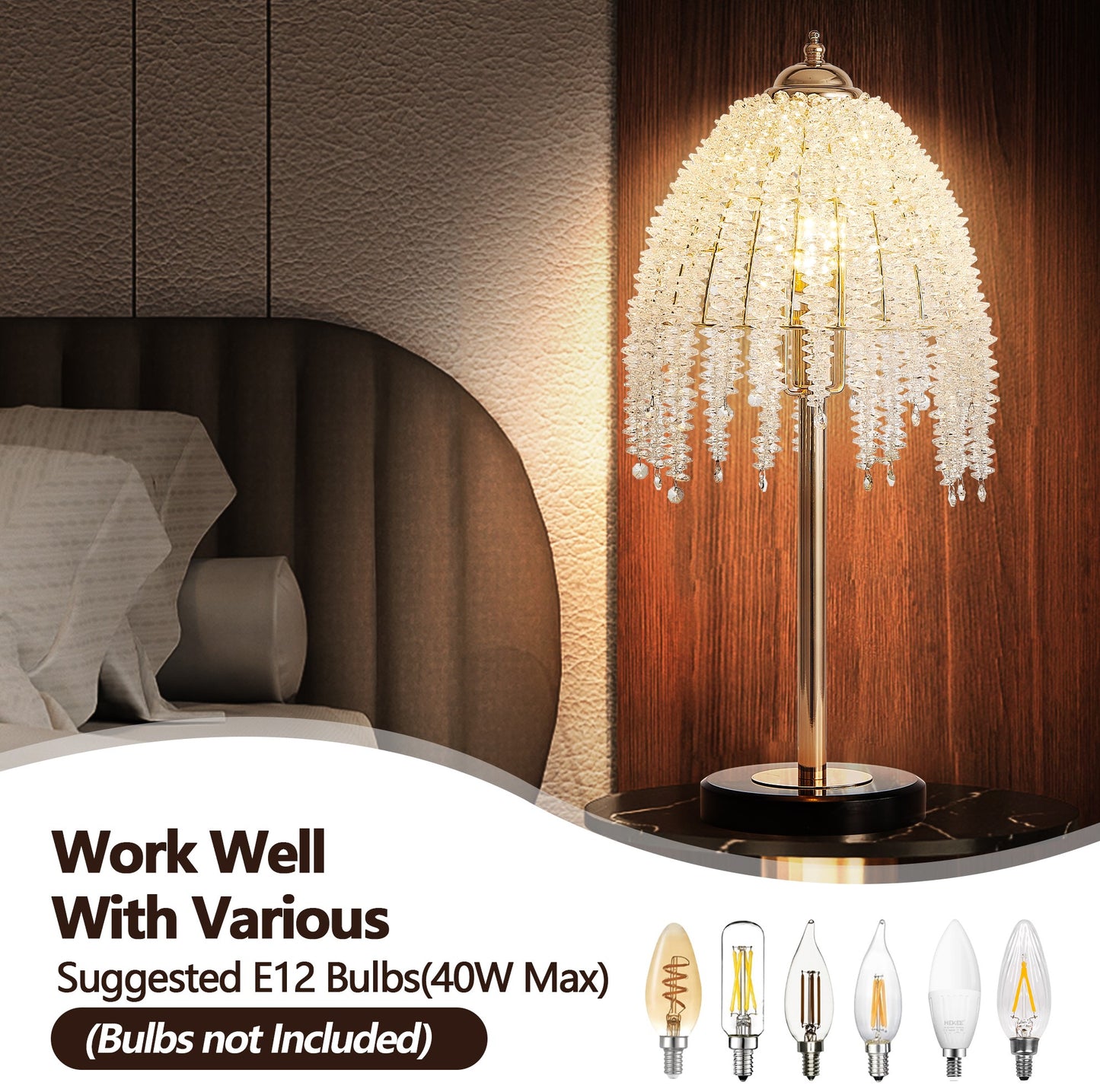 Elegant Crystal Table Lamp - Vintage Waterfall Design