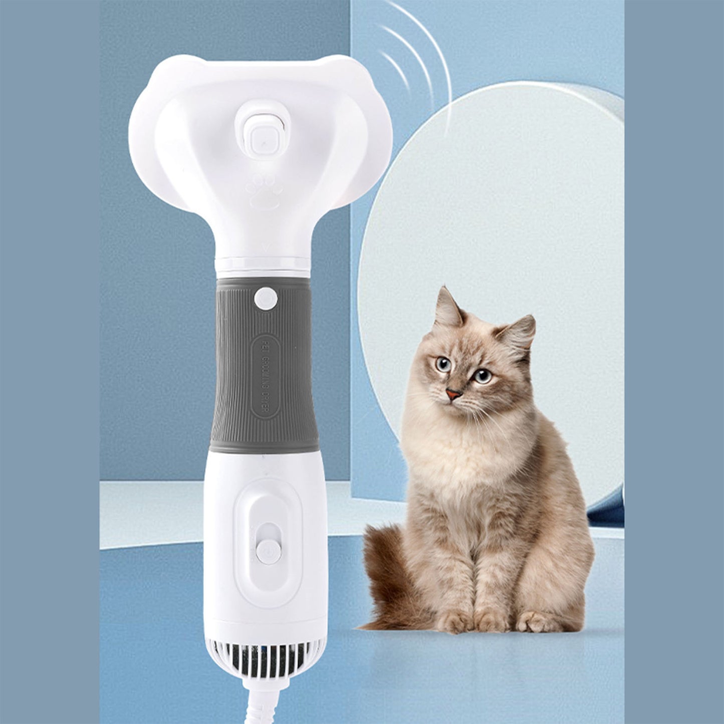 Pet Hair Dryer with Slicker Brush 600W Low Noise 3-Temperature Grooming Tool for Dogs and Cats