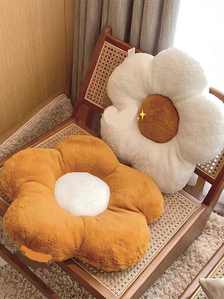 Fluffy Flower Seat Cushion - Plush Floor Sofa Throw Pillow for Bedroom & Office