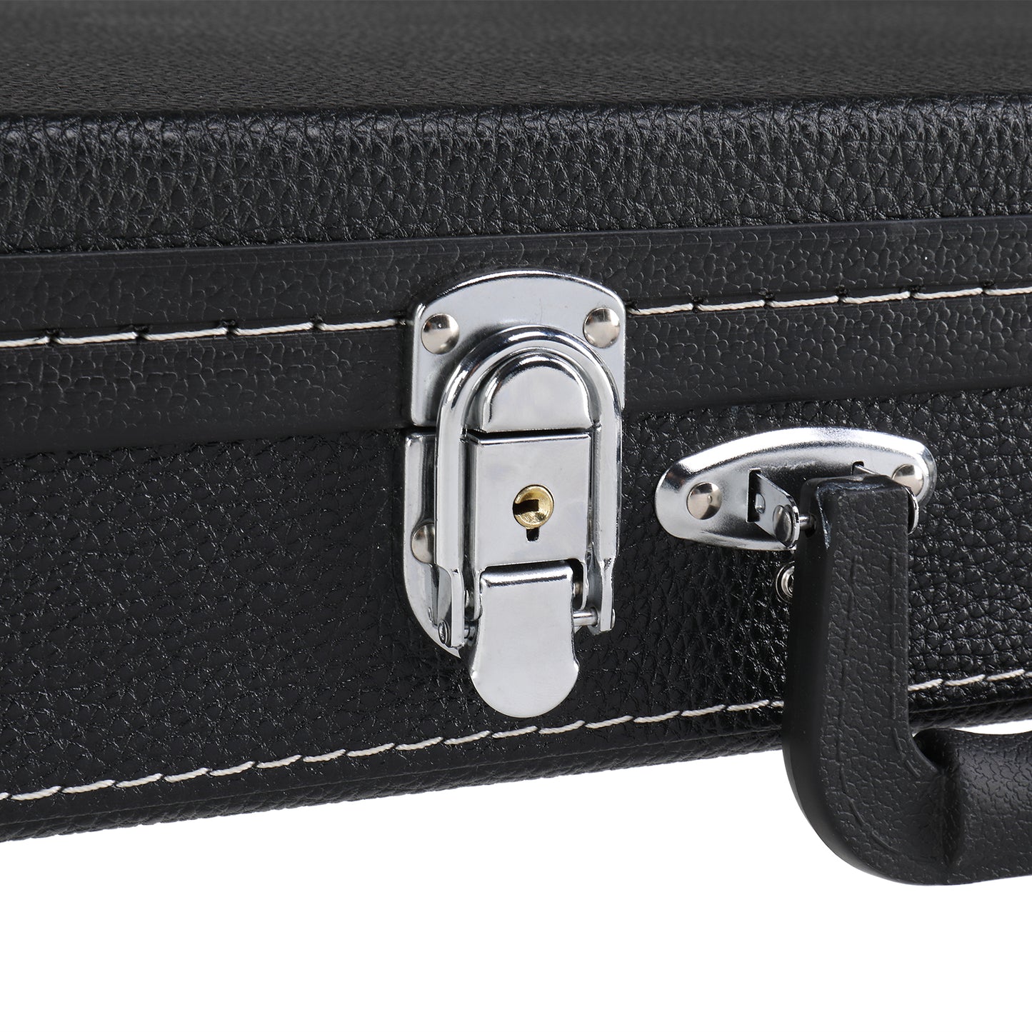 Electric Guitar Hard Case - Black Leather Square Design