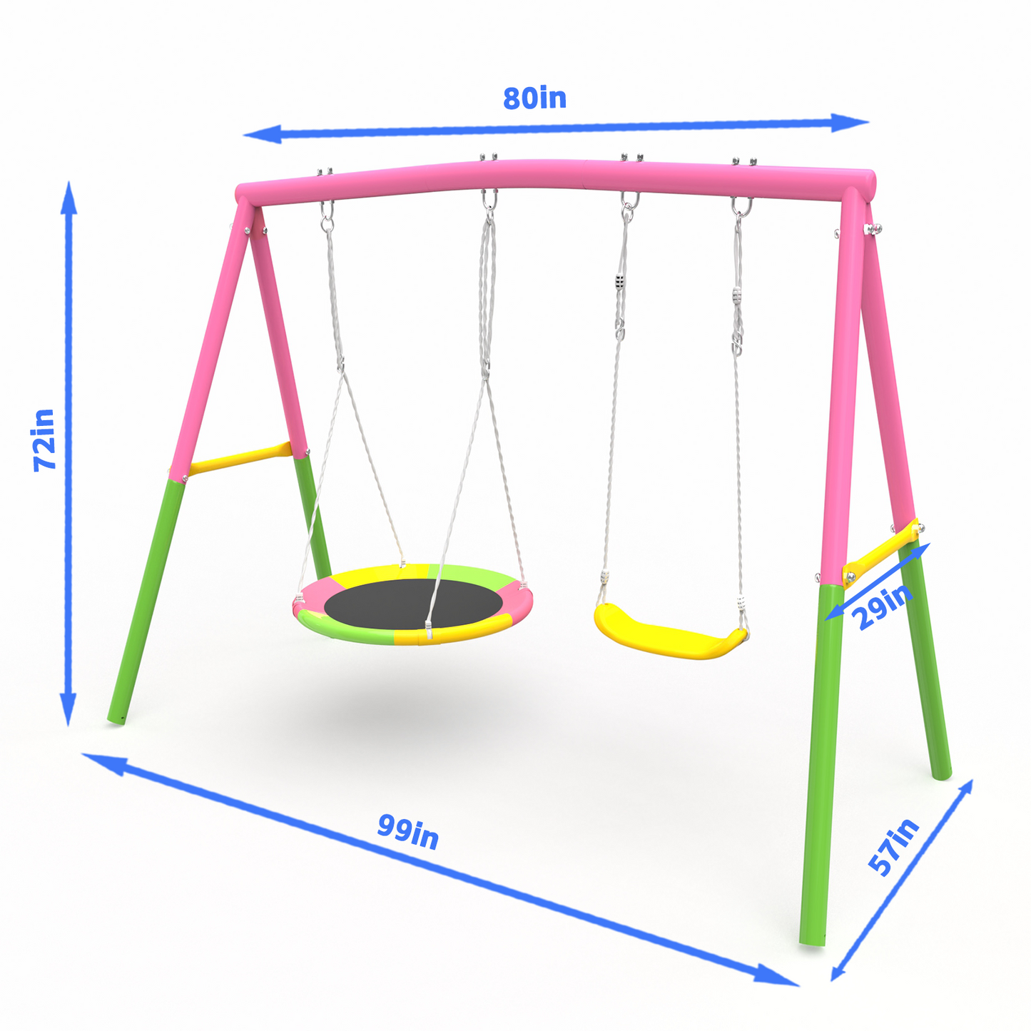 Heavy-Duty Swing Set for Backyard - 330lbs Capacity, 1 Saucer & 1 Belt Swing