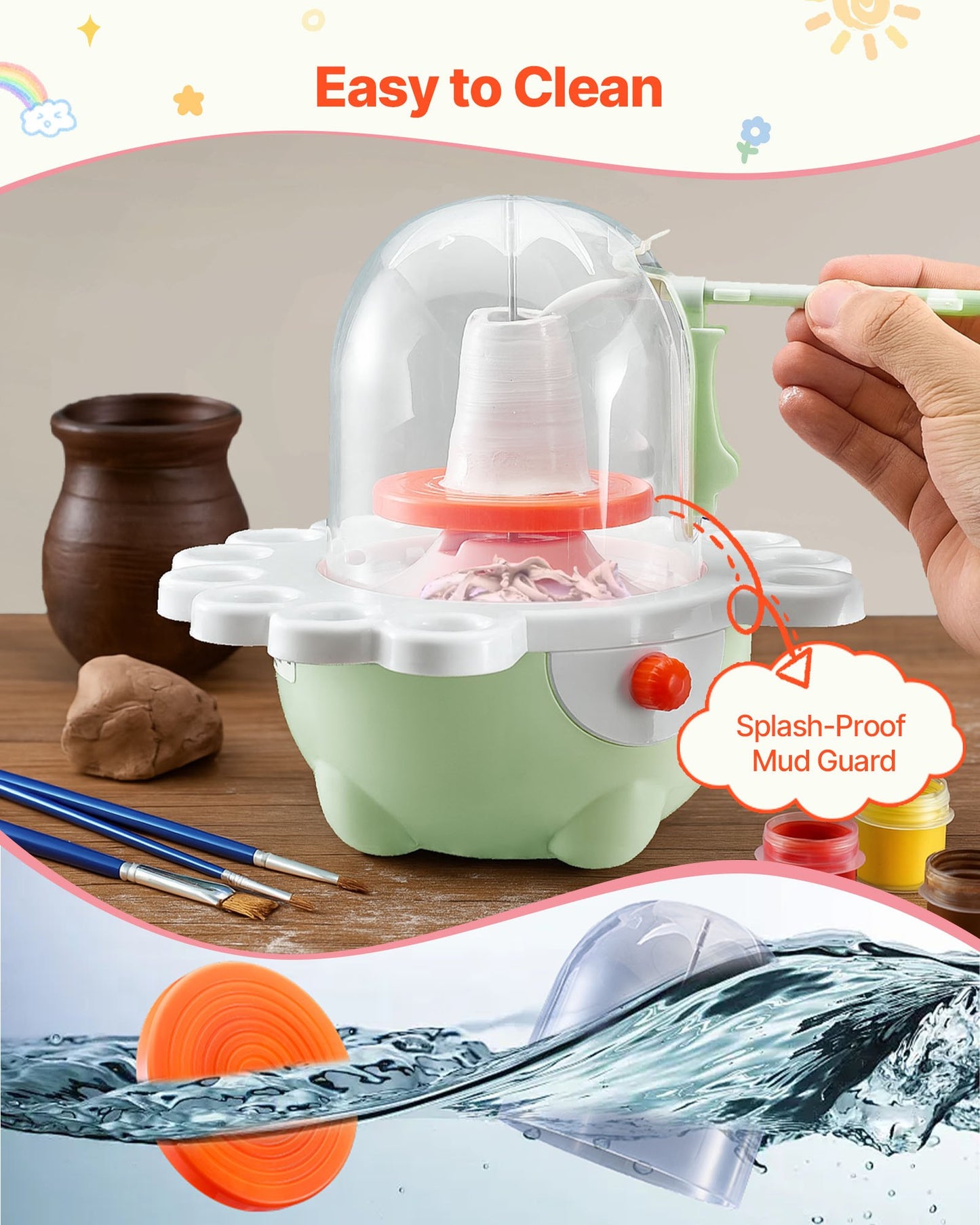 Electric Mini Pottery Wheel for Kids and Beginners - Adjustable Speed Clay Sculpting Set