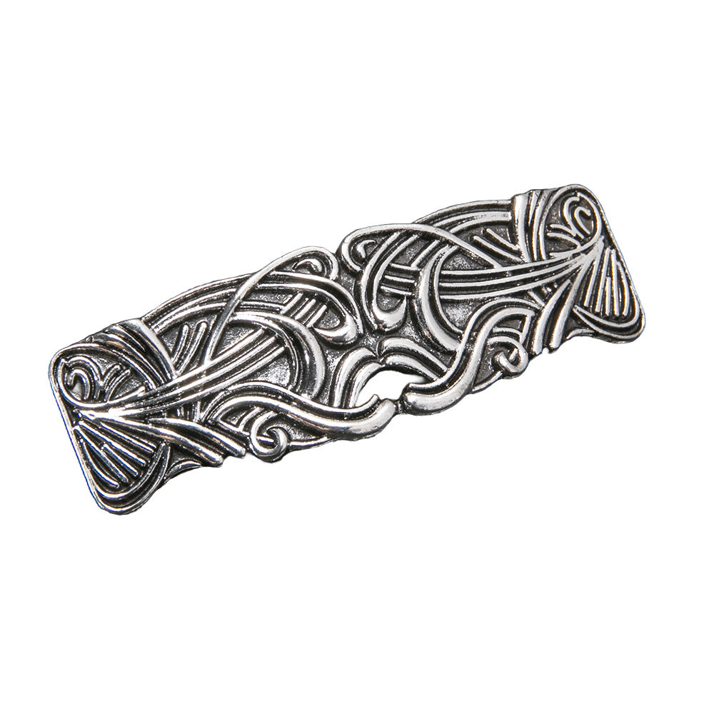Retro Metal Hair Clip Headpiece Ponytail Holder with Stripes - Gold & Silver