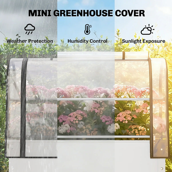 Raised Garden Bed with Mini Greenhouse Cover - White