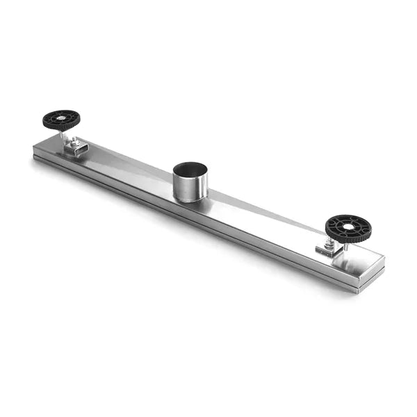 28 Inch Stainless Steel Shower Floor Drain with Removable Brick Pattern Grate and Hair Strainer