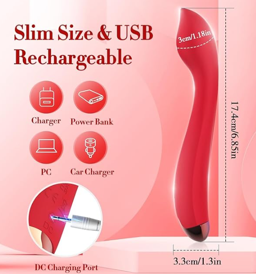 Clitoral Stimulator G Spot Vibrator - Mini Vibrating Wand - Red
