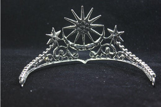 Star & Moon Diamond Crown Tiara - Silver
